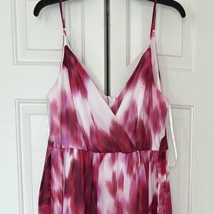 Premier Amour Size 12 Maroon and white Maxi Dress with attached belt